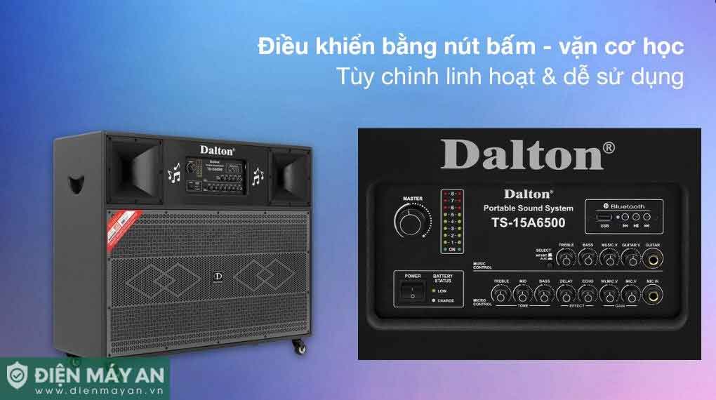 Loa kéo Dalton TS-15A6500 điều khiển nút bấm và vặn cơ học, hỗ trợ Bluetooth tiện dụng